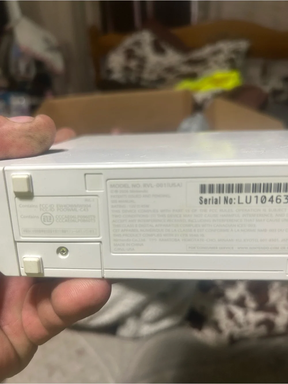 Wii console with power cord missing front cover